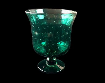Rainbow Art Glass Company Green Footed Bell Vase With Encased Bubbles