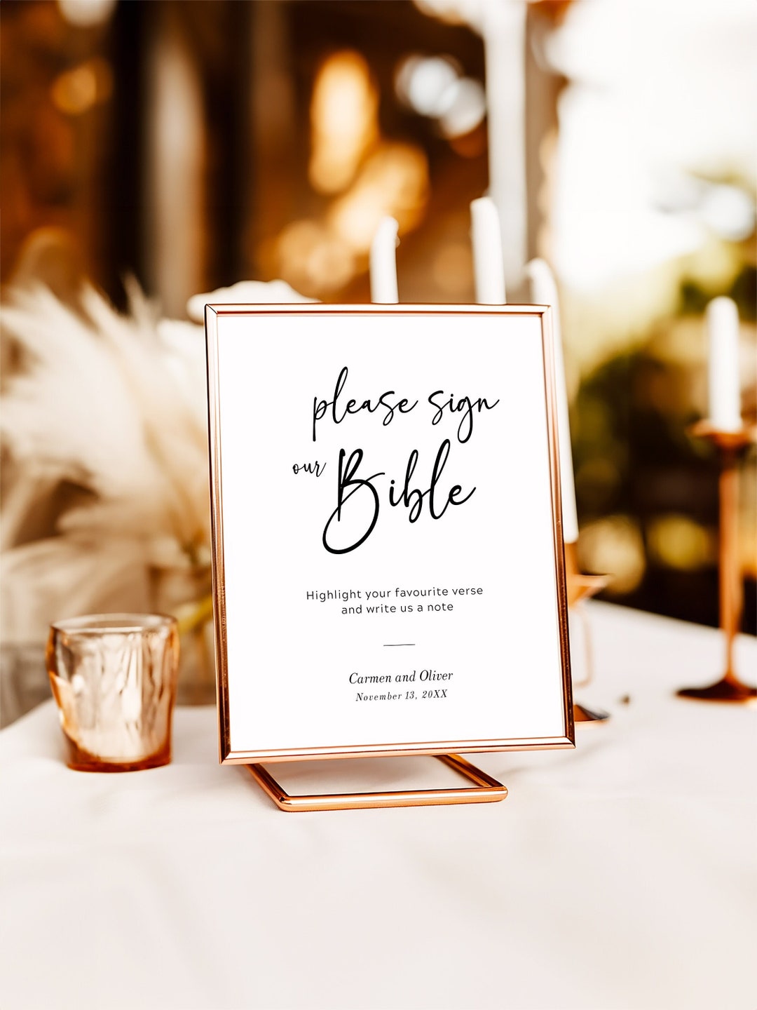 Bible Guest Book Sign Printable Minimalist Wedding Bible - Etsy