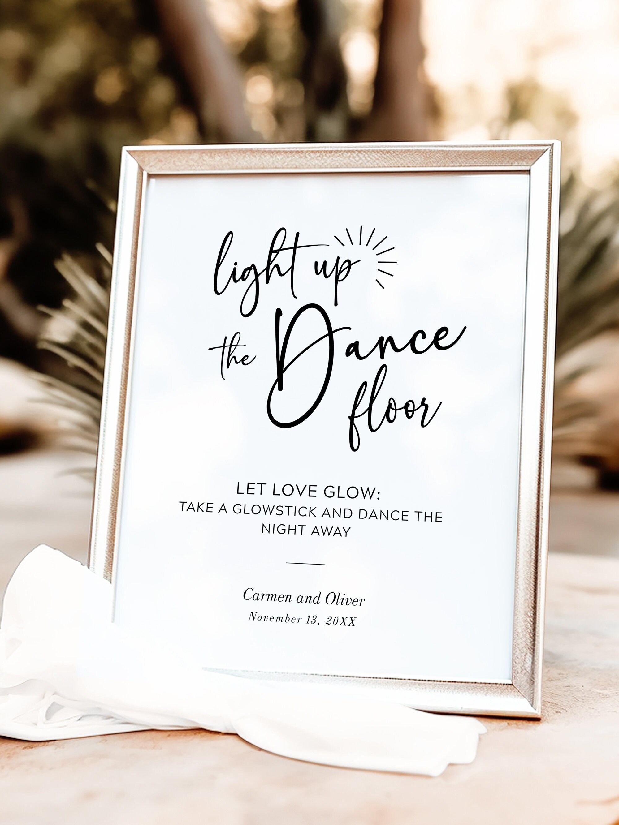 Light up the Dance Floor Sign Let Love Glow Wedding Glow Etsy Canada