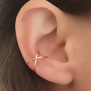 Ohrmanschette, Ohrmanschetten, Ohrmanschette ohne Piercing, Silber Ohrmanschette, Gold Ohrmanschette, Ohrmanschette Gold, Ohr wickeln, Rosegold Ohrmanschette, Criss Cross Ohrmanschette