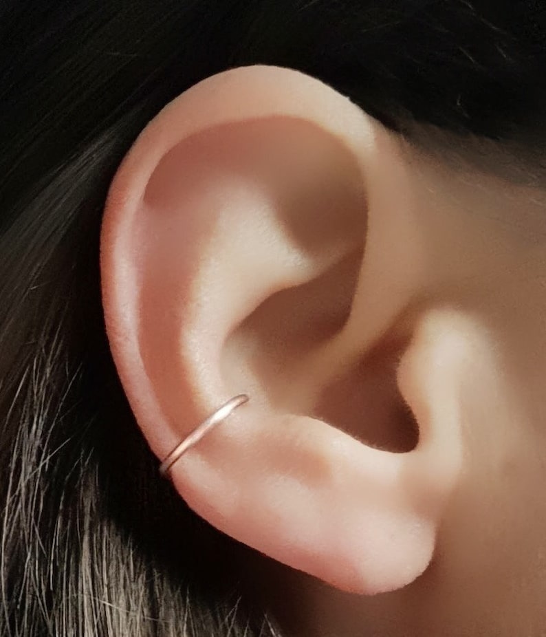 Ear Wrap, Ear Cuff No Piercing, Ear Cuff, Silver Ear Cuff, Rose Gold Ear Cuff, Single Hoop Ear Cuff, Fake Piercing, Conch Ear Cuff, Gift Rose gold