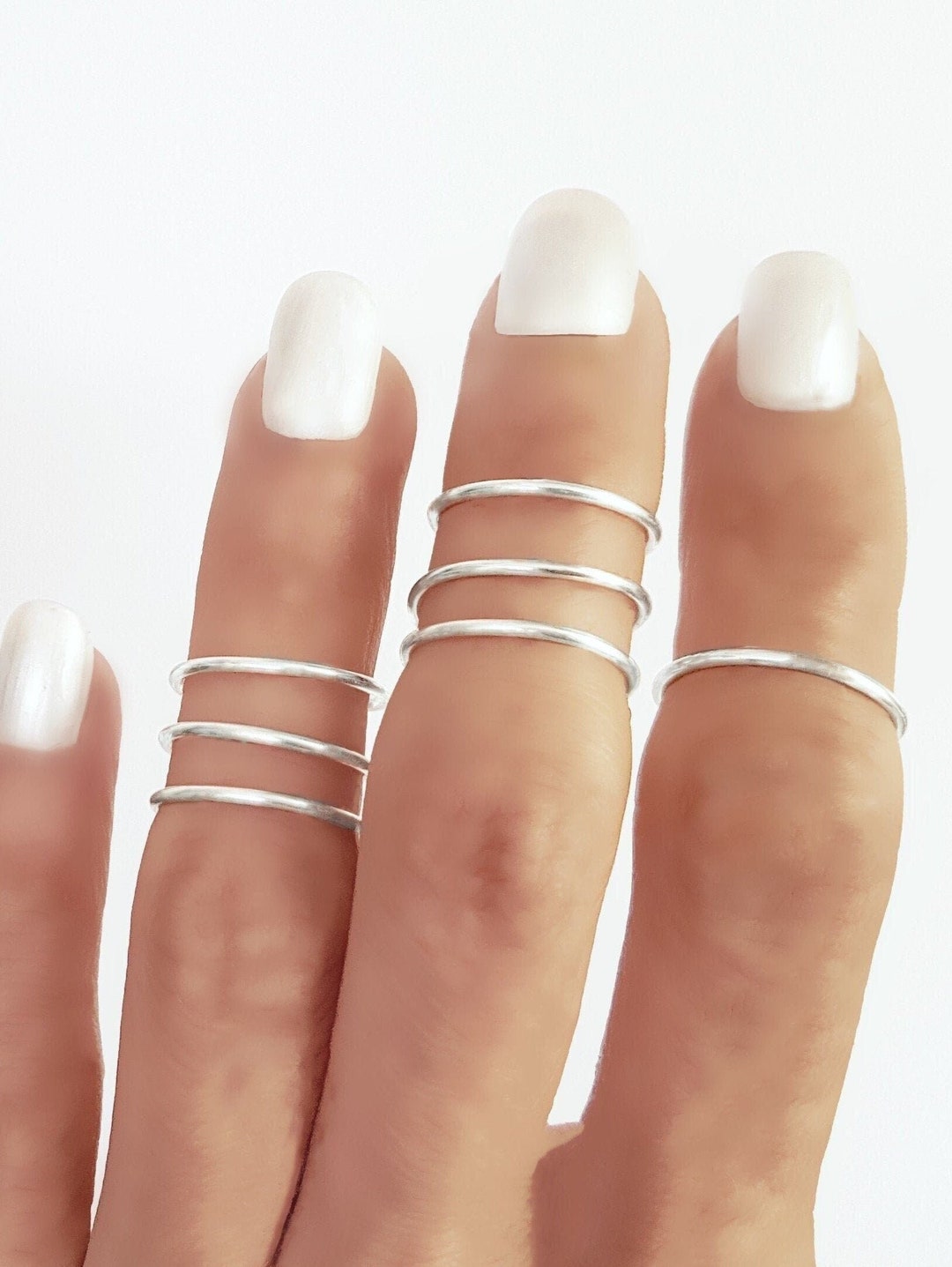 Knuckle Ring, Midi Rings, Silver Knuckle Ring Set, Ring Set of 7, Open