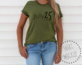 Download Free Bella Canvas 3001 MOCKUP tee shirt - Model Mockup - Unisex T-Shirt - 3001 - Olive - Fall Mockup - Green - Digital Download - Flatlay PSD Template