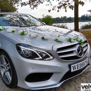 Car decoration for Wedding Complete Wedding car kit ribbon bows set Fair Roses artificial flowers decoration voiture mariage hochzeitsdeko