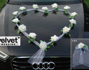 Hochzeit Auto Dekoration weiß Organza Herz