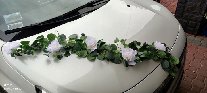Kit de voiture de mariée et de marié en rotin rouge profond : 2 anneaux,  ruban, bouquets et décorations de porte - 5/5 Ich empfehle die Produkte!!!
