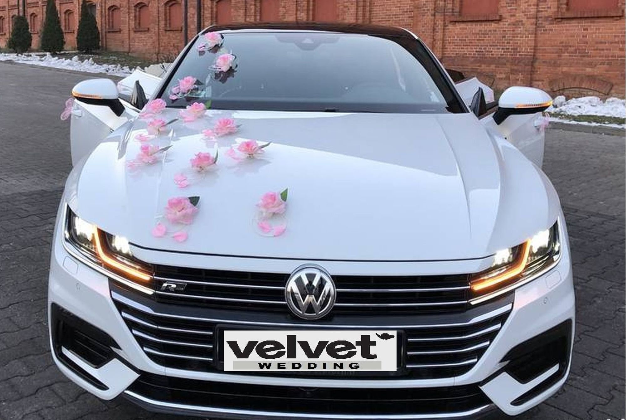 bows voiture de mariage dé, hearts with roses wedding car decorations ribbons