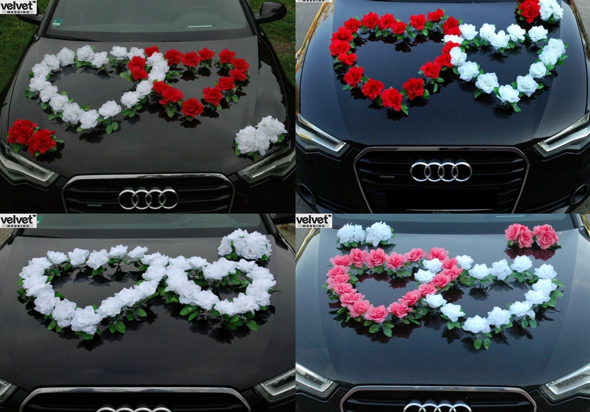 Wedding Car Decoration Kit Hearts Car Wedding Fair Flower Decor Organza