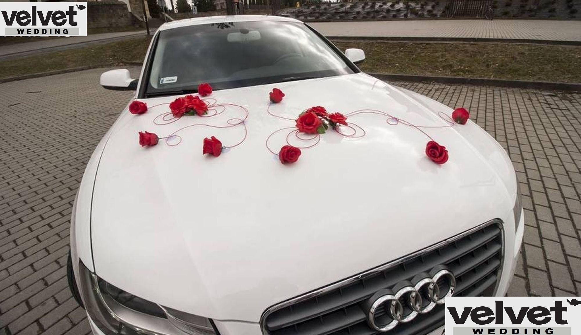 Einzigartige Hochzeit Auto Dekoration Set rosa Herzen & Blumen und freie  Band Bögen für Türen - .de