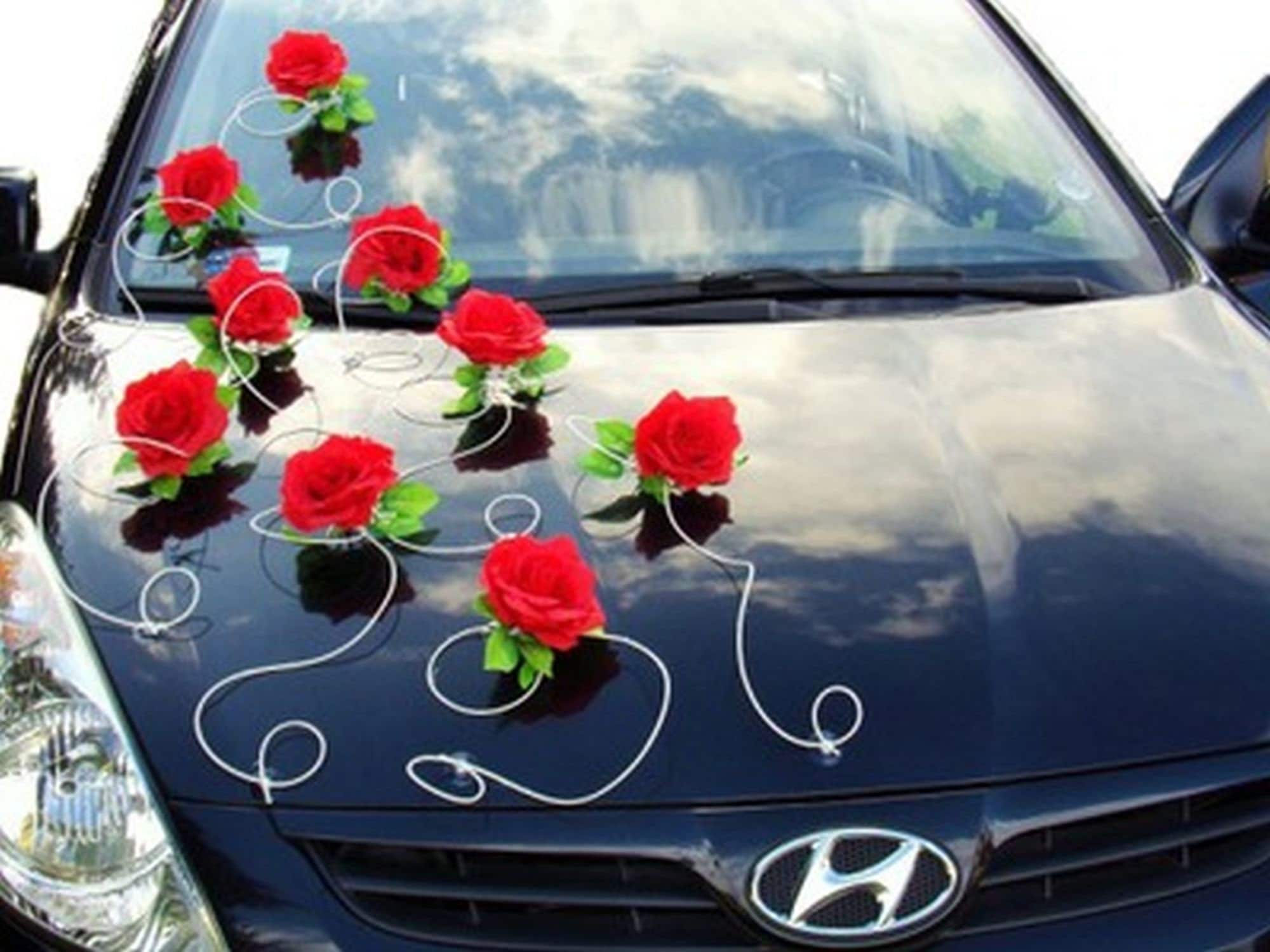 Ribbon Wedding Car,rose Flower Car Decoration, White Luxury Romantic Rose  Wedding Car Decoration Butterfly Wedding Car Decoration Wedding Car