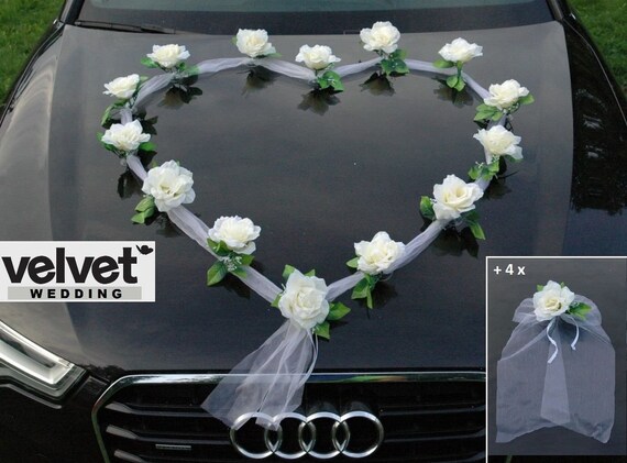 Hochzeit Auto Dekoration weiß Organza Herz - .de