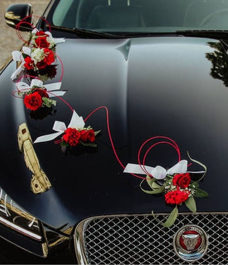 Wedding Car Decorations Red Decoration Kit Flower Decor Ribbon Bows