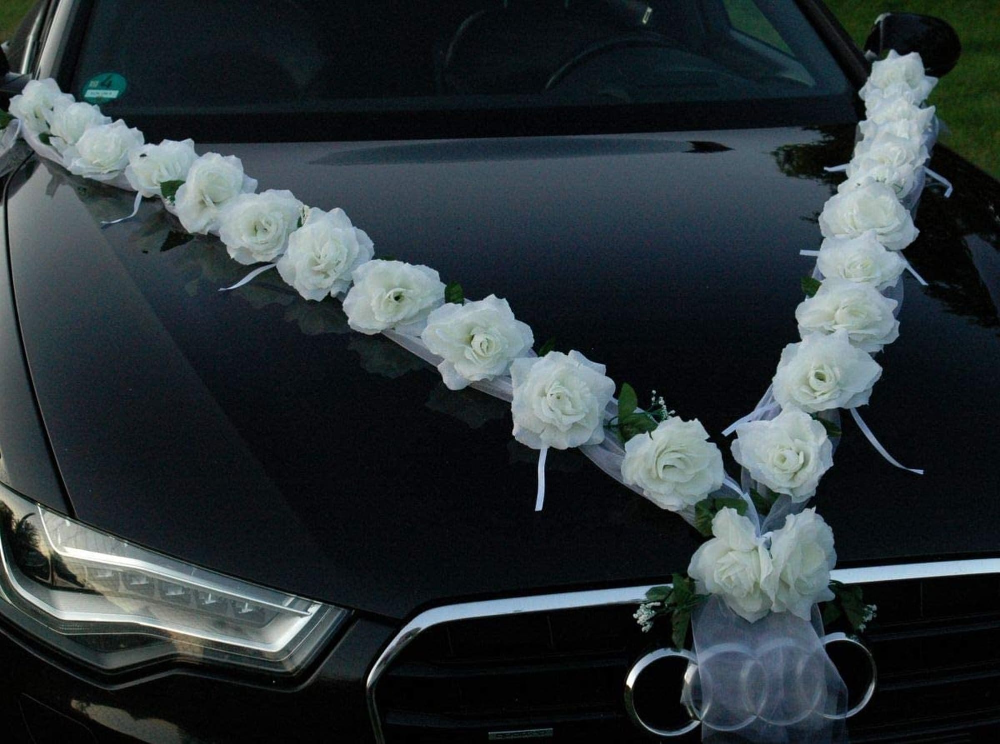 Wedding Car Front Flower Decoration,Artificial SilkFlower Wedding Car Decor  DIY Wedding Car Flower Ribbon Ornament Wedding Supplies for Wedding Car