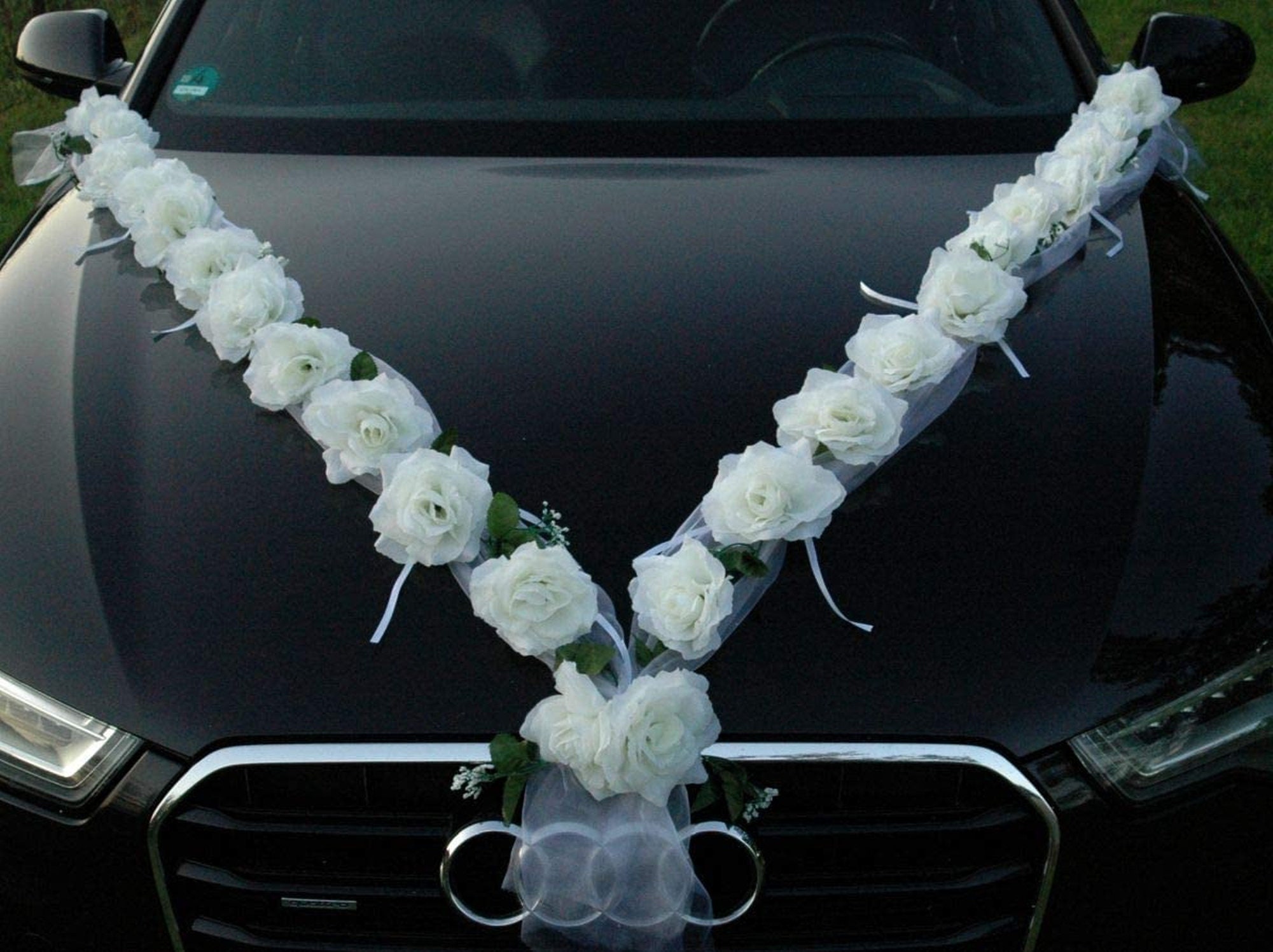 Car Decoration Garland Wedding Bride Couple, Ribbon Bows Set Wedding Decor  - Simulation Rose Flower Artificial Flowers Set Party Events Accessories