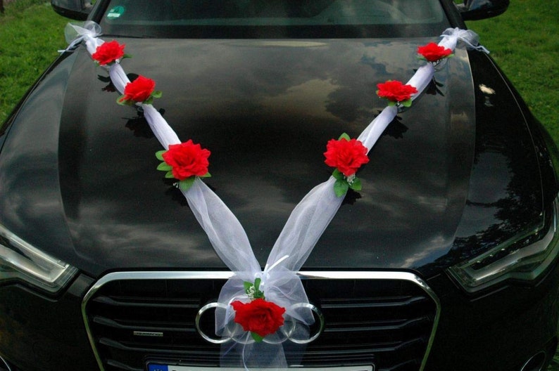 Wedding Car Decoration Kit Set Red Roses & White Organza ONLY - Etsy