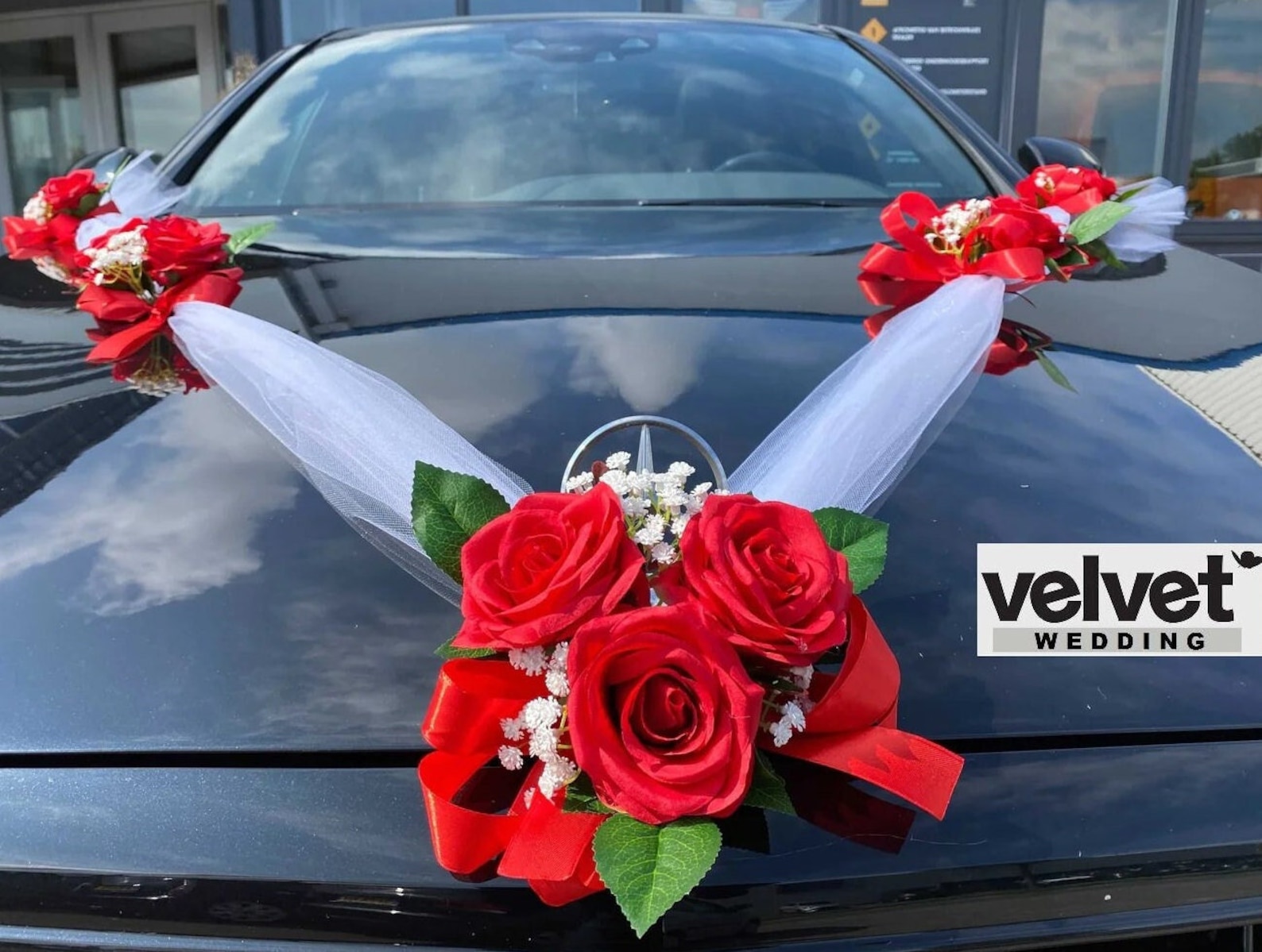 Red Luxurious Wedding Car Decoration Kit Handmade Floral Decor Just ...