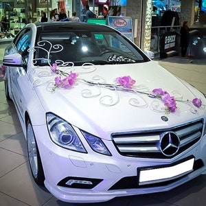 Wedding car decoration Complete Wedding Fair car kit including ribbon bows doors artificial flowers decoration voiture mariage hochzeitsdeko