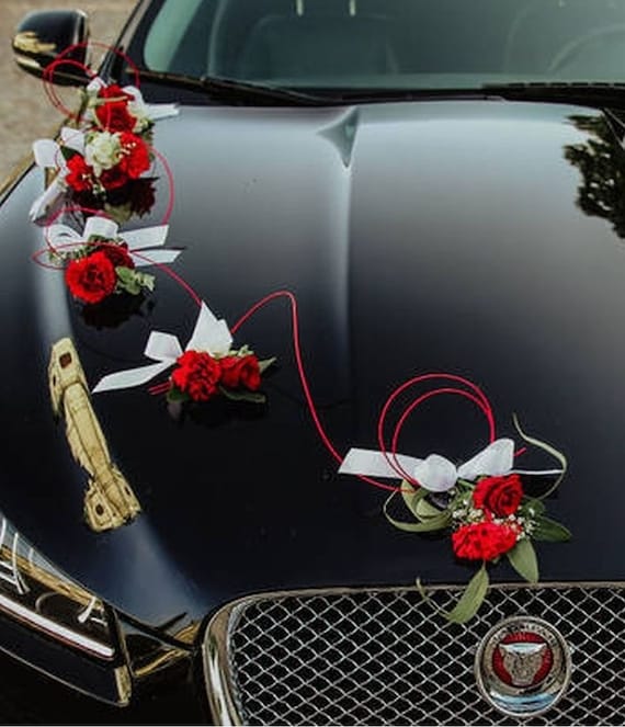 Wedding Car Decorations Red Decoration Kit Flower Decor Ribbon