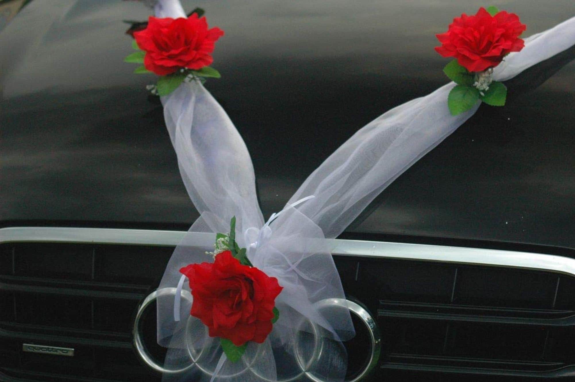 Wedding Car Decoration Set Red Roses Flower Decor Decorations Kit