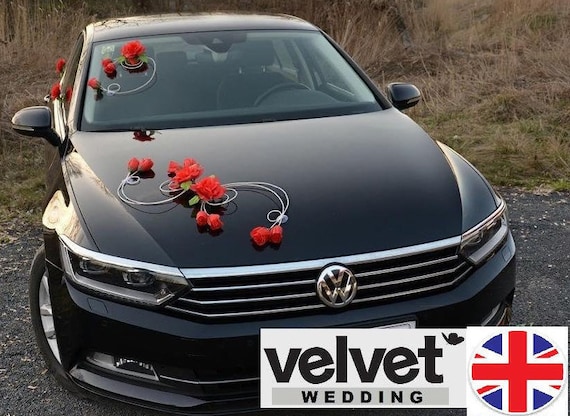 Wedding Car Decoration Set Red Roses Flower Decor Decorations Kit FREE Door  Ribbon Bows Decoration Voiture Mariage Hochzeitsdeko Paint Safe -   Norway