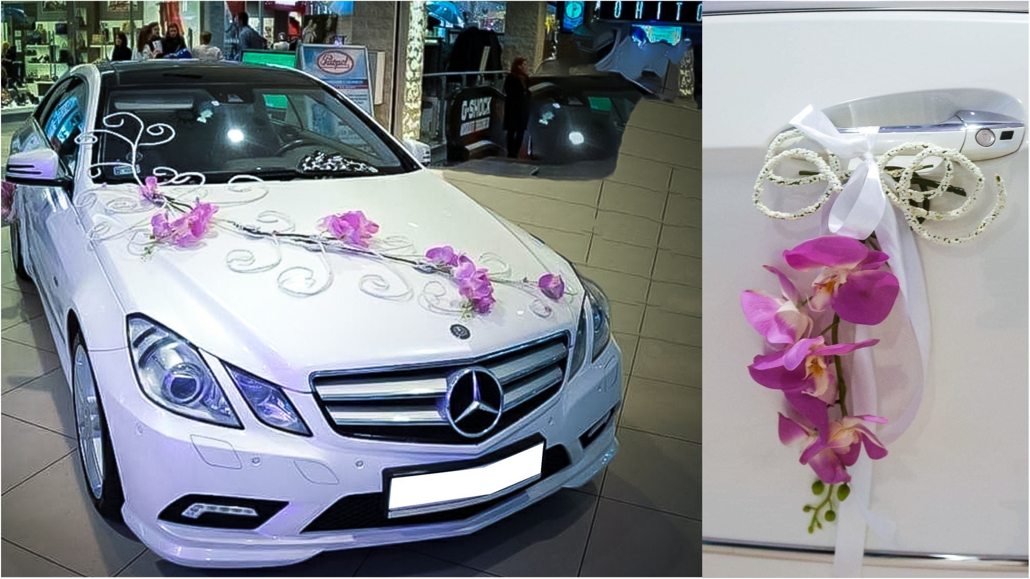 Conjunto de flor artificial de seda para decoración de coche, manilla de puerta de pejo