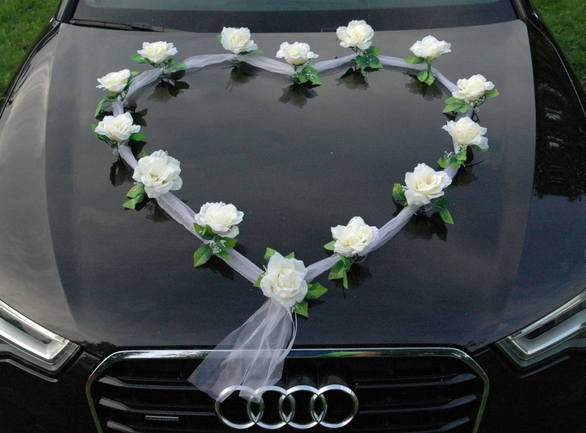 Wedding Car Decoration White Organza Heart 