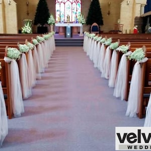 Elegant Handmade Pew End Bows: Romantic Pew Flowers, Gypsophila Aisle Decor for Wedding Church Ceremonies Wedding Flowers Event Decoration