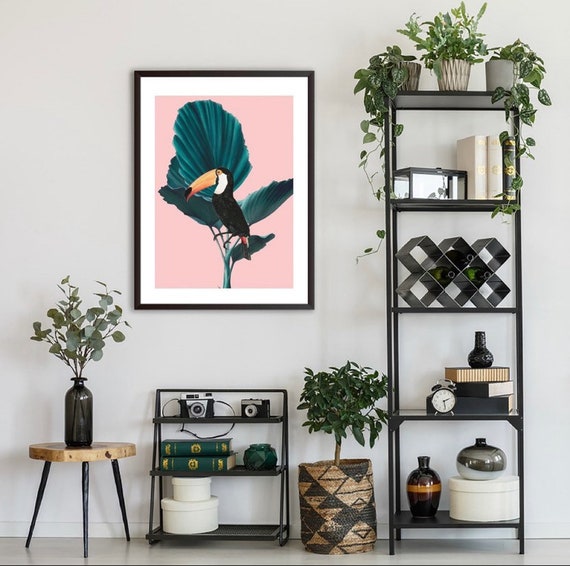 Toucan Art Print, Tropical Art Prints, Botanical Art Prints, Framed Art Prints Framed Botanical Art Jungle Prints Tropical Jungle Art Prints