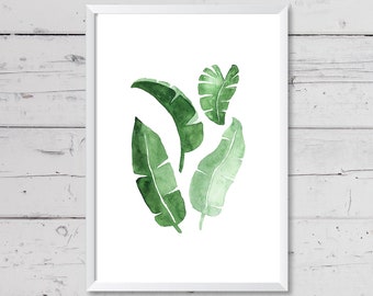 Stampa botanica - Arte botanica Stampa naturale Illustrazione botanica - Set di stampe botaniche Poster botanico - Stampa foglia di banana Foglie Art