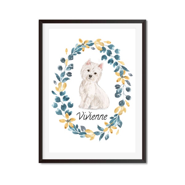 Westie DOG PRINT, Stampe e immagini di cani ad acquerello, Stampe per cani, arte da parete, Pittura ad acquerello personalizzata per cani Westie Stampe Wall Art