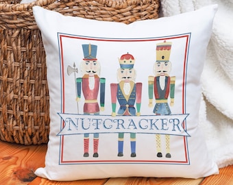 Nutcracker Holiday Decor, Nutcracker Pillow Cover, Traditional Holiday Pillow, Christmas Throw Pillow, Cute Winter Cushion, Farmhouse Decor