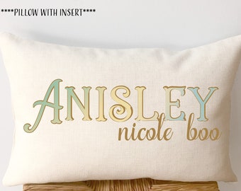 Personalized Name Pillow, Nursery Decor, Kids Room Decor, Childs Birthday, Daughter Gifts, Baby Shower, Granddaughter Gifts, Grandson Pillow