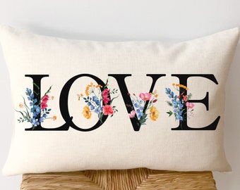 Love Throw Pillow Cover, Pillow Words, Pillow with Sayings, Wife Gift from Husband, Bride Wedding Gift, Mothers Day Gift for Mom, Her Gifts