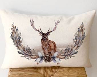 Winter Lumbar Pillow, Wildlife Pillow, Nature Decor, Christmas Gift for Men, Gift for Boyfriend, Dad Christmas Gift from Son, Husband Gift