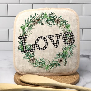 Farmhouse Christmas Pot Holder Love Potholder