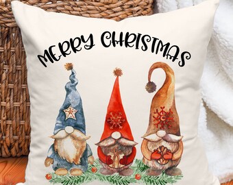 Gnome Pillow Cover, Housewarming Gift, Living Room Decor, Farmhouse Decor, Country Decor, HolidayGnome Pillow Cover, Holiday Throw Pillow,