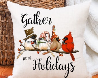 Christmas Cardinal Pillow, Fun Christmas Gifts, Christmas Gift for College Girl, Hostess Gift,  Housewarming Gift,  Friend Gift for Woman