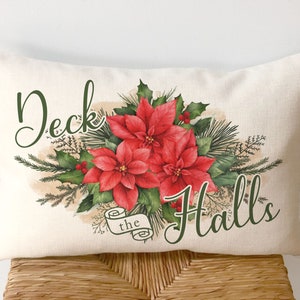 Poinsettia Pillow, Poinsettia Decor, Holiday Decor, Holiday Gift for Client, Hostess Gift for Women, Christmas Birthday Gift, Gift for Her