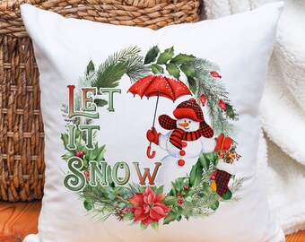 Whimsical Pillow Cover, Snowman Pillow Cover, Christmas Gift For Child, Mother Gift To Son, Kids Christmas Gifts Idea, Kids Room Decor