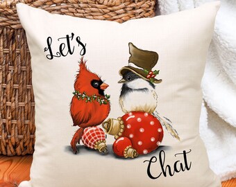 Cardinal Pillow Cover, Fun Christmas Gifts, Christmas Gift for Coworker,  Hostess Gift Ideas,  Housewarming Gift,  Friend Gift for Woman