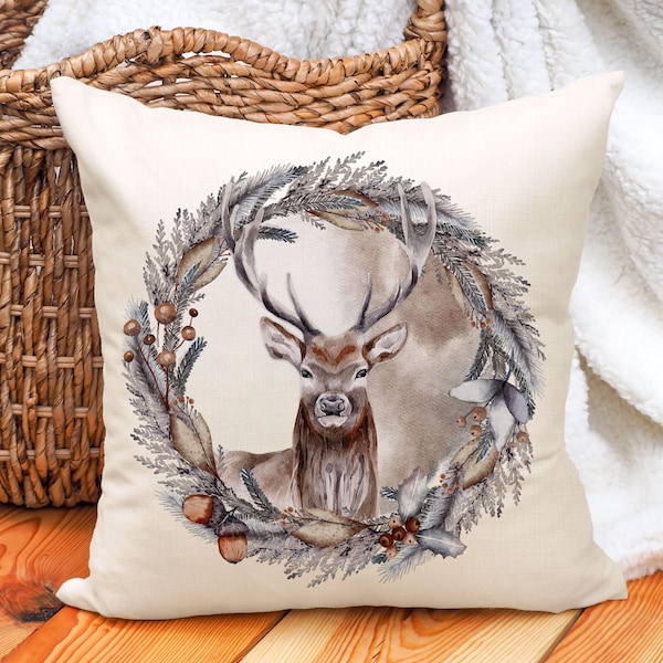 Wildlife Pillow, Winter Pillow, Nature Decor, Christmas Gift for Men, Gift for Boyfriend, Dad Christmas Gift from Son, Husband Gift