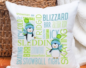 Penguin Pillow Cover, Baby Nursery Decor, Winter Decor, Birthday Gifts for Kids, Shower Gifts, Cute Pillows, Baby Gifts Boy, Baby Gifts Girl