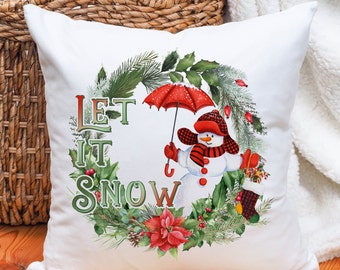 Whimsical Christmas Pillow, Snowman Throw Pillow, Christmas Gift For Child, Mother Gift To Son, Kids Christmas Gifts Idea, Kids Room Decor