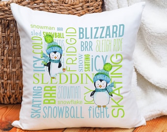 Penguin Pillow 16x16, Baby Nursery Decor, Winter Decor, Birthday Gifts for Kids, Shower Gifts, Cute Pillows, Baby Gifts Boy, Baby Gifts Girl