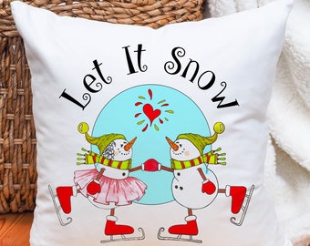 Let It Snow pillow, Snowman pillow, Christmas pillow cover, Snowman pillow cover, Winter pillow cover, Holiday pillow cover, Holiday pillow
