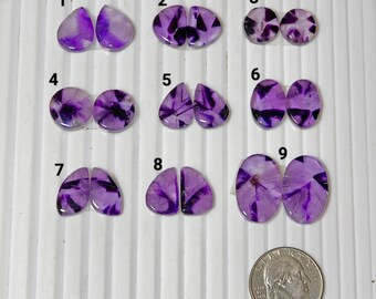 Natural Amethyst Cabochon Pair Gemstone Trapiche Amethyst Stone Pair Lot Wholesale Cabochon For Making Jewelry