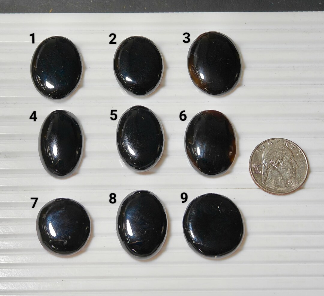 Natural Black Onyx Agate Gemstone Flatback Beads - 14mm Coin Beads For Jewelry Making 12 thumbnail image