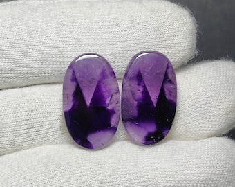 33 Ct Natural Star Amethyst Pair Cabochon Gemstone for making earring, trapiche Amethyst matched pair Wholesale For Making Jewelry 28X18X7MM