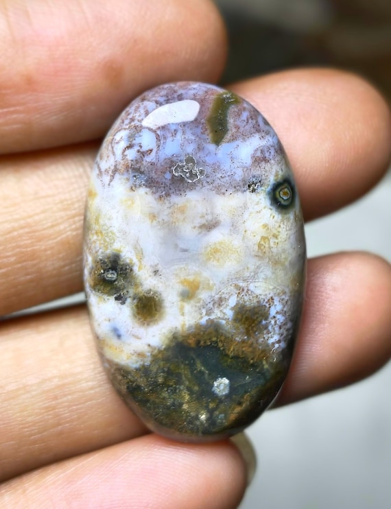 Natural Ocean Jasper Cabochon Loose Gemstone For Making Jewelry Gift 36 Ct 34X20X5 mm