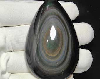 Rainbow Obsidian Cabochon Gemstone Semi Precious Pear Shape Jewelry Making 294 Ct 69X45X16 mm